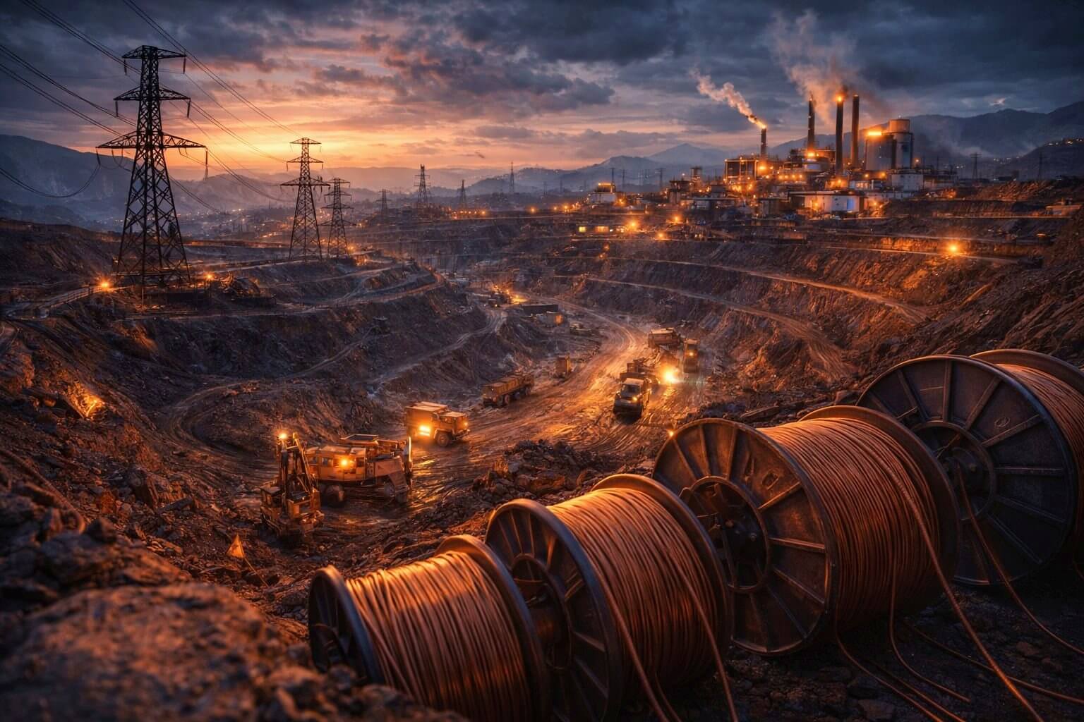 Copper mine and electrification infrastructure